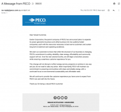 An email from PECO sent on Thursday February 25, 2021